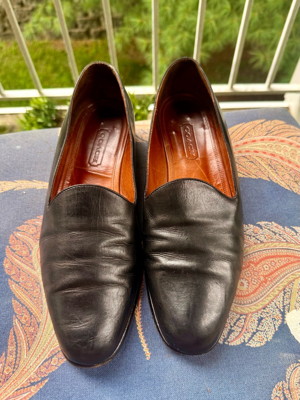 Vintage COACH Black Leather Loafers Style J003 Made in Italy Size 8.5 M - Picture 2 of 11